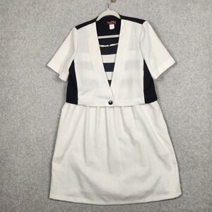 Vintage Piccini Dress Womens Medium White Black‎ Two Piece Jacket Pocket 80s USA